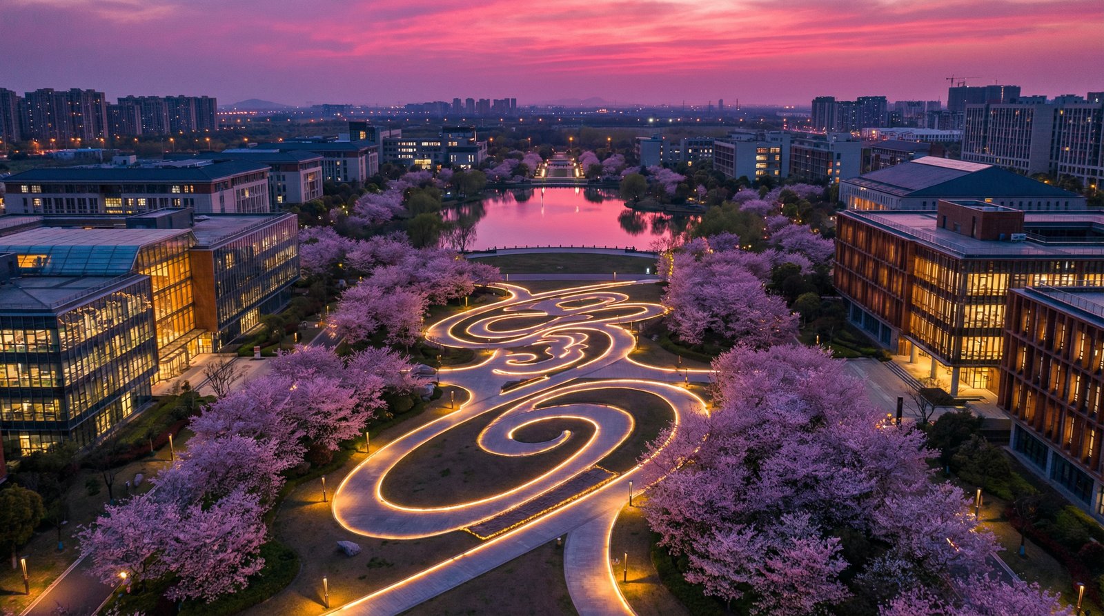 呦呦视频传媒航拍校园夜景传媒